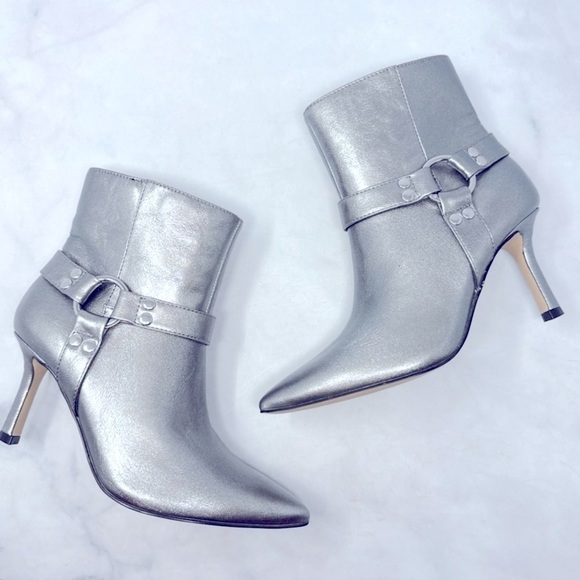 Jessica Simpson Darnina Metallic Harness Pointed Toe Stiletto Ankle Sz 6.5/37 - Picture 7 of 7